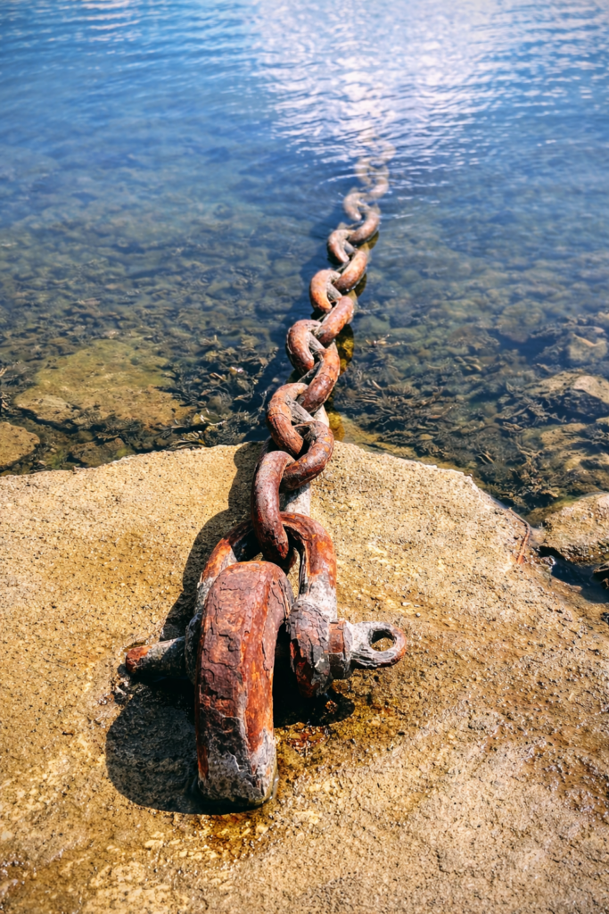 A rusty chain symbolizing all parts in a chain are important